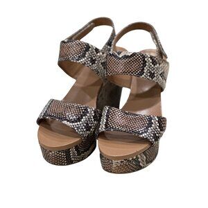 Womens Vince Camuto Snakeskin Velcro Wedge Sandals Size 8